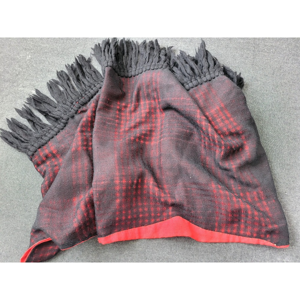 Vintage 50s 60s Shawl Wrap Black And Red Angoras Of Abercorn Knit One Size - Picture 14 of 14